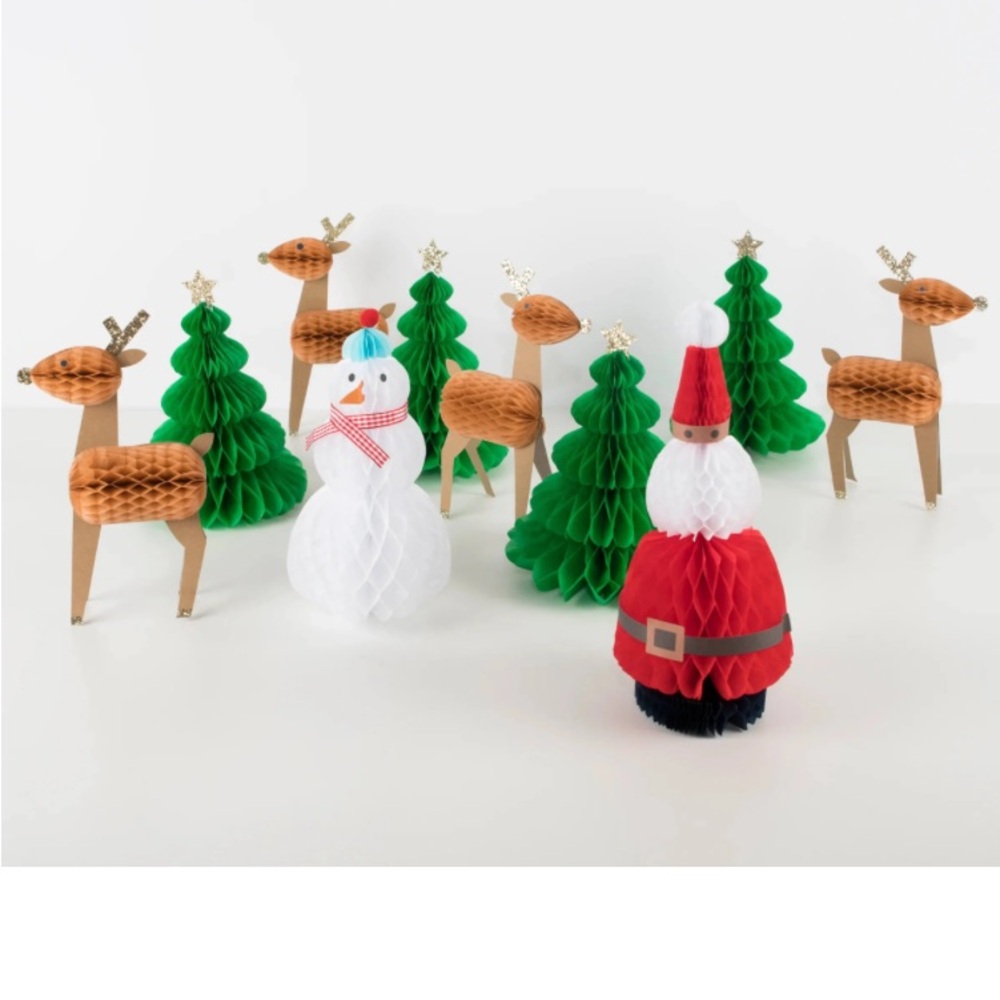 NEW 10 pieces  Meri-Meri honeycomb holiday paper decorations, nothing missing